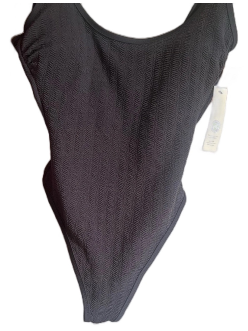 Black Textured One-Piece Swimsuit